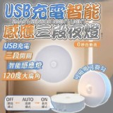 USB充電智能感應三段夜燈【只有1個】