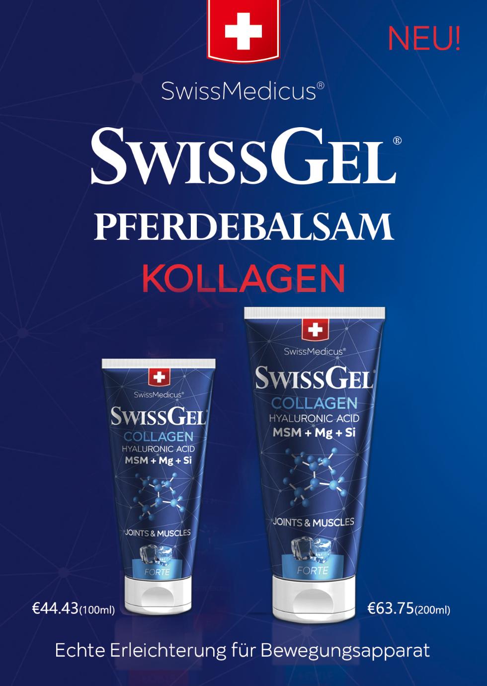 SwissMedicus®，€44.43(100ml)，Echte Erleichterung für Bewegungsapparat，€63.75(200ml)。