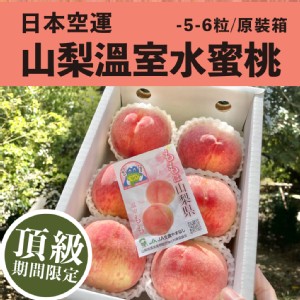 免運!【水果狼】日本空運山梨溫室水蜜桃5-6顆 / 盒1kg 原裝 免運 日本水蜜桃 1kg/盒
