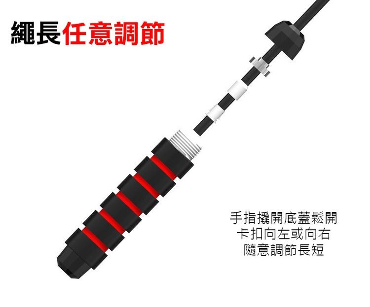 繩長任意調節，手指撬開底蓋鬆開，卡扣向左或向右，隨意調節長短。