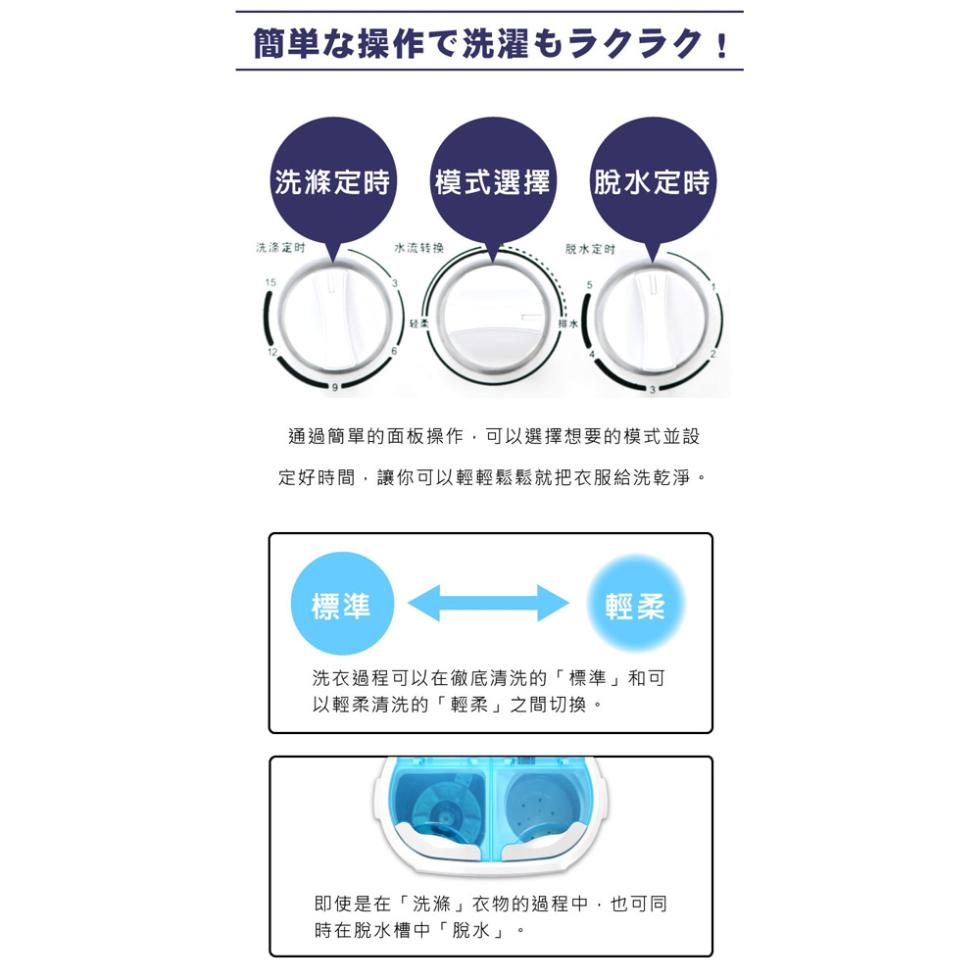 簡単な操作で洗濯もラクラク!洗滌定時間 【模式選擇 脫水定時，洗涤定时，水流转换，脱水定时，通過簡單的面板操作,可以選擇想要的模式並設，定好時間,讓你可以輕輕鬆鬆就把衣服洗乾淨。標準 輕柔，洗衣過程可以在徹底清洗的標準和可，以輕柔清洗的輕柔之間切換。