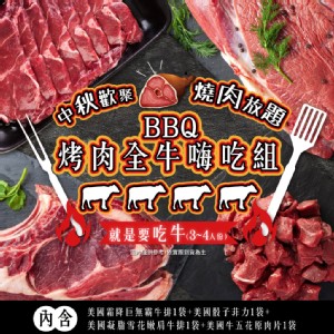 【家購網嚴選】BBQ烤肉全牛嗨吃4件组 3-4人份/組