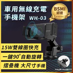 免運!abee快譯通 雙認證車用無線充電手機架(自動旋轉雙線圈快充WH-03) 152 x 76 x 65.3mm