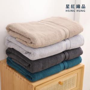 【星紅織品】奢華風緞檔厚感重磅純棉浴巾(4色任選)