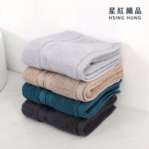 【星紅織品】奢華風緞檔厚感重磅純棉毛巾(4色任選)