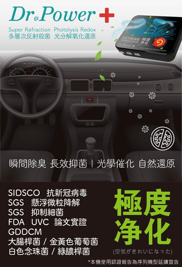 多層次反射殺菌 光分解氧化還原，SIDSCO 抗新冠病毒，SGS 懸浮微粒降解，İ細菌，FDA UVC 論文實證，EXTREME 極度，PURIFICATION 净化，大腸桿菌/金黃色葡萄菌，白色念珠菌/綠膿桿菌，瞬間除臭 長效抑菌光學催化 自然還原