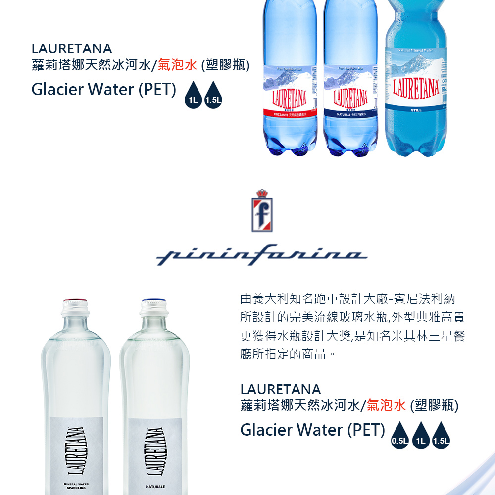 LAURETANA蘿莉塔娜】天然冰河水/氣泡水1000ml (塑膠瓶) 6瓶/箱1000ml (塑膠瓶) 6瓶/箱