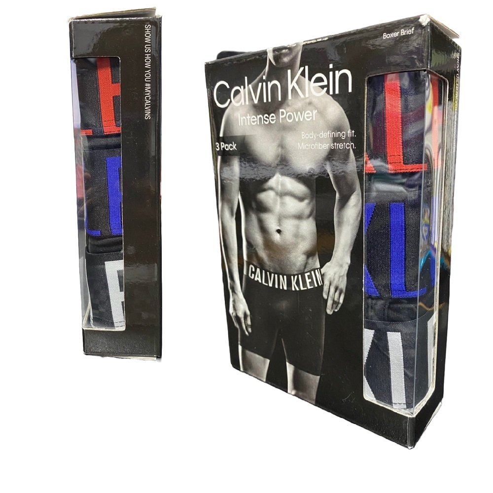 Calvin Klein】男生貼身長版平口四角內褲超細纖維柔滑柔軟3件組盒裝