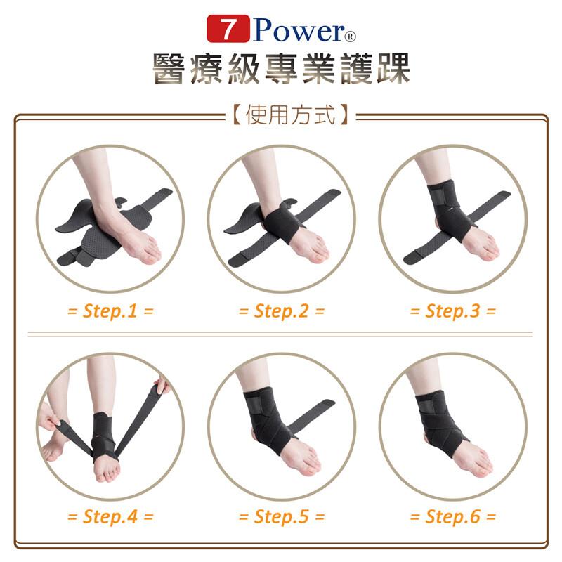 7 Power®，醫療級專業護踝，【使用方式】。