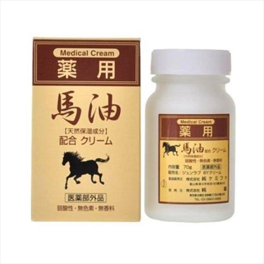 馬由のクリーム，【天然保温成分)，配合 クリーム，性,無色,内 70g，名リュンラブBYクリーム，式会社純ケミフア，灣式 純，医薬部外品，弱酸性。無色素,無香料。