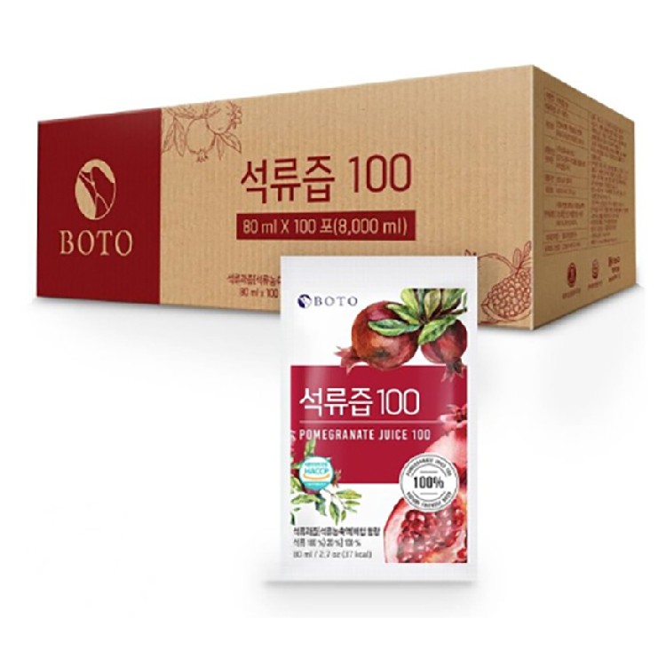 석류즙 100，80ml X 100포 (8,000 ml)，석류즙 100，깨지지않。