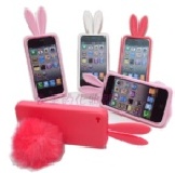 《公主的化妝間》iphone 4 立體兔子耳朵手機套 附毛球尾巴保護套/保護殼