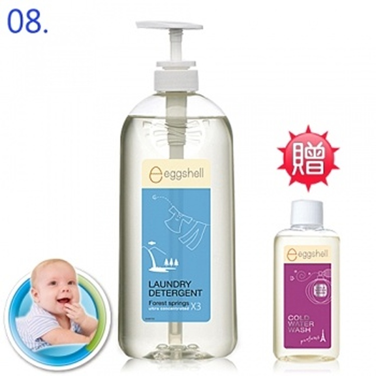 8.eggshell森林之泉洗衣精1000gx1+送冷洗精65ml【嬰幼兒適用】*