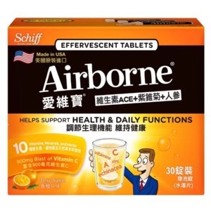 美式量販超市Airborne愛維寶維生素ACE+紫錐菊+人參發泡錠30錠