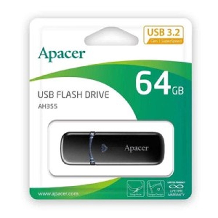 Apacer宇瞻 AH355 帽蓋系列 USB3.2 Gen 1 (64G隨身碟