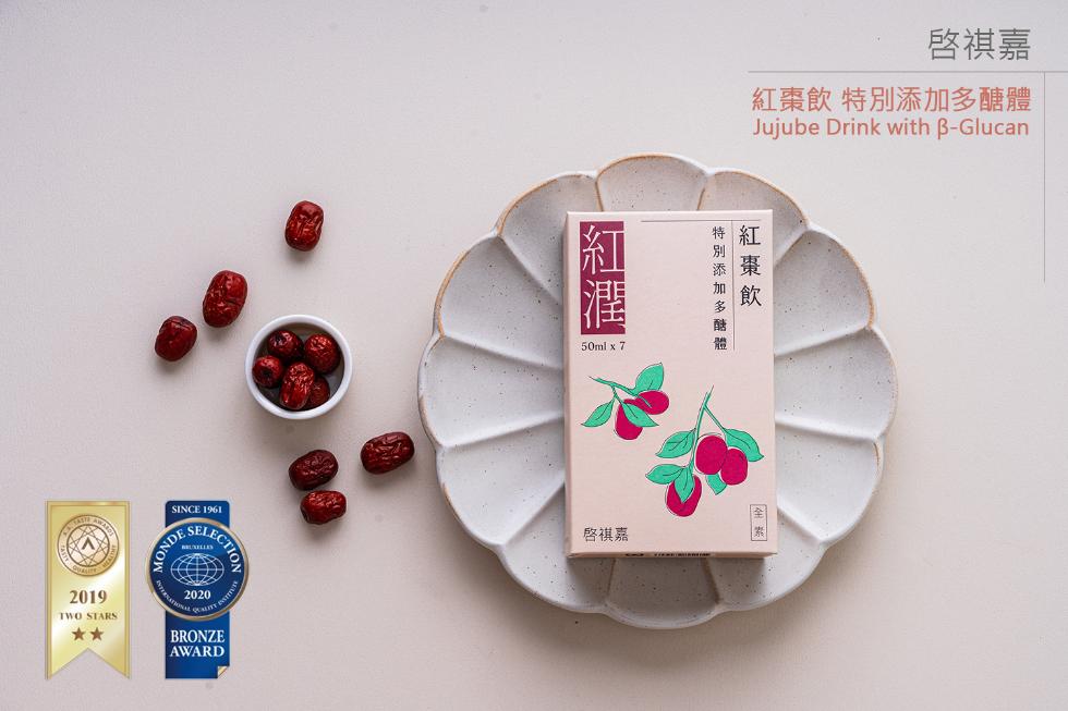 特別添加多醣體，紅棗飲，啟祺嘉，紅棗飲 特別添加多醣體，Jujube Drink with ß-Glucan，啟祺嘉。