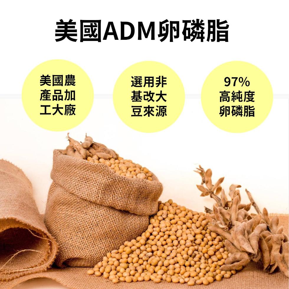 美國ADM卵磷脂，美國農，產品加，エ大廠，選用非，基改大，豆來源，高純度，卵磷脂。