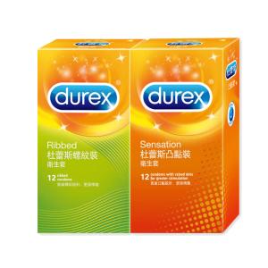 【Durex杜蕾斯】螺紋裝/凸點裝保險套(12入/盒)